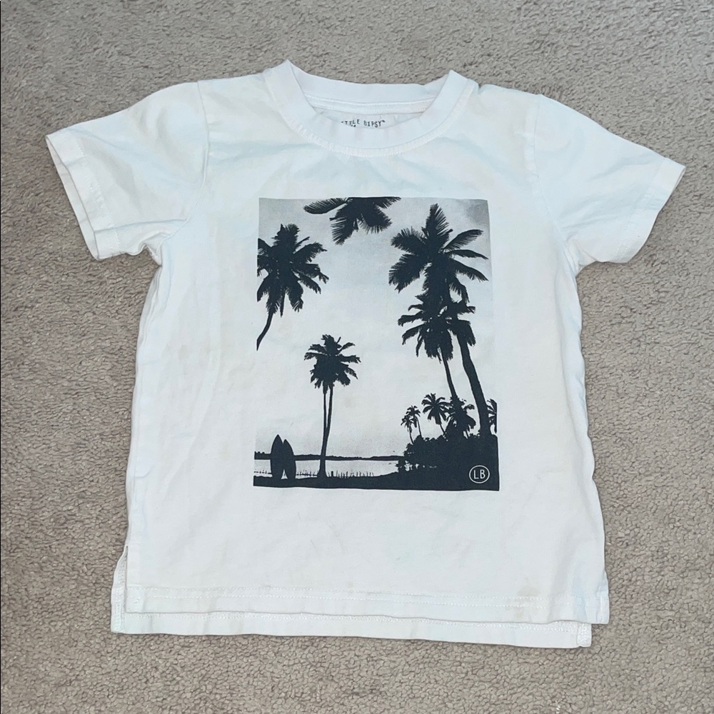 EUC Little Bipsy White Tropical Graphic Tee